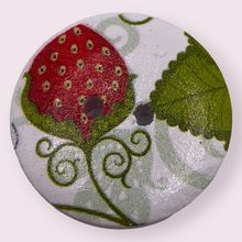 6Pcs 25mm Wooden Round Red Flower Pattern 2 Hole Sewing Crafts Knitting