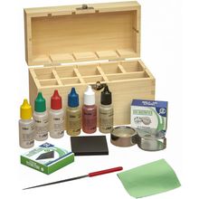 GTE Precious Metal Jewelry Testing Kit Gold Silver Platinum Test Acids Wooden Bo