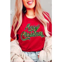 Red Merry Christmas Graphic Crewneck T Shirt