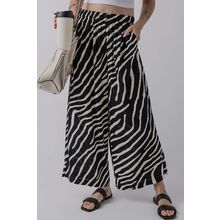 Black Zebra Striped Summer Wide Leg Pants