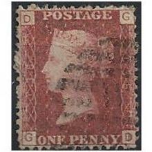 1858 SG43 1d Red Plate 138 Fine Used Check Letters "GD" .