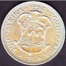 1954 South Africa 1 Florin (2 Shillings) Silver Coin