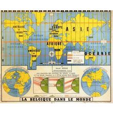 Belgium Old 1960s Map Atlas Globe French School Chart Postcard