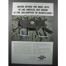 1963 United Air Lines Ad - Helicopter to Disneyland