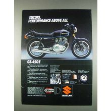 1982 Suzuki GS-450E Motorcycle Ad - Performance