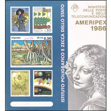 Booklet Italy 1 Stamp Souvenir Sheet of 3 AMERIPEX '86 Box0408