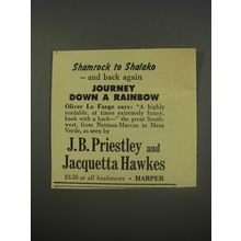 1956 Harper Book Ad - Journey Down a Rainbow by J. B. Priestley