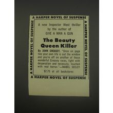 1956 Harper Book Advertisement - The Beauty Queen Killer by John Creasey