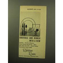 1960 Rainbow Room Restaurant Ad - Cocktails and dinner with a view