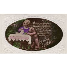 Teddy Bear Comes To Life Real Photo Picnic Birthday Old Postcard
