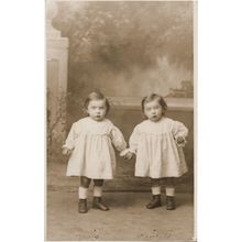 Twin Sisters Babies Antique Real Photo Postcard