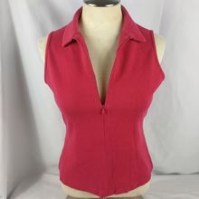 Express Women's Juniors Sleeveless Red Zipper Front Top Size Large