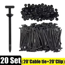 20Pcs Nylon Universal Cable Tie Buckle Heavy Duty Self-Locking Zip Ties Holder