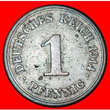 Ⰶ EAGLE (1890-1916): GERMANY ★ 1 PFENNIG 1914E SAXONY! ★LOW START★NO RESERVE