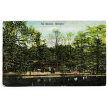 Postcard UK England Nottingham The Arboretum people promenade lake posted KEVII