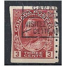 Canada 1922 SG258 3c Carmine Imp x Perf 8 Good Used - at fault..