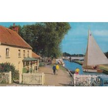 Pleasure Boat Dyke Norfolk Broads Bicycle Cycle Sailing Boat Hickling Postcard