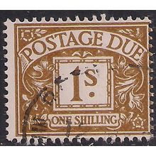 GB 1968 QE2 1/-d Ochre Postage Due Used SG D74 No Wmk ( F107 )