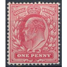 KEVII: 1d Scarlet P14 - GB 1902 - NM H - SG 219