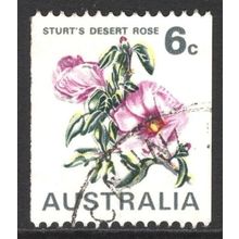 AUSTRALIA 1970: WILDFLOWERS COIL STAMP - 6c STURT'S DESERT ROSE USED (G5)