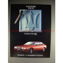 1984 Maserati BiTurbo Car Ad - Scolpitori D'Auto, NICE!
