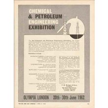 CHEMICAL PETROLEUM ENGINEERING EXHIBIT 1962 Olympia London vintage ad