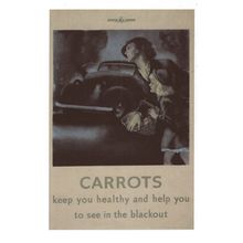 Carrots In WW2 War Blackout Military War Poster Postcard