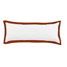 14" X 36" White And Red 100% Cotton Geometric Zippered Pillow