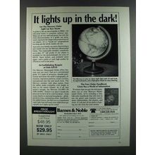1986 Barnes & Noble Mercury Illuminated Globes Ad - Lights Up in the Dark
