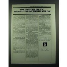 1988 GM General Motors Ad - Care for Base Coat/Clear Coat Finish