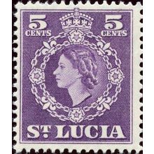 St Lucia QEII 1954 5c Violet Hinged Mounted Mint MM SG 176 Sc 161 stamp