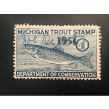 ICOLLECTZONE US 1951 Michigan Trout Stamp F/VF used