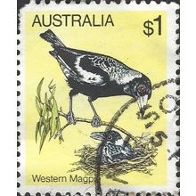 AUSTRALIA, BIRD, Western Magpie, yellow 1980, $1, #5