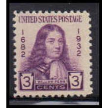 724 3c William Penn Just Clears MNH O3461