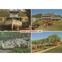 Port Of Echuca Victoria Bridge Hotel Railway Station Australia Postcard