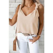Apricot V Neck Knotted Shoulder Vest