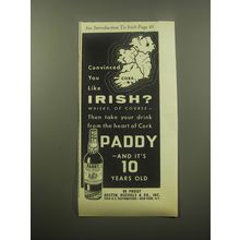 1959 Paddy Irish Whisky Ad - Convinced you like Irish?
