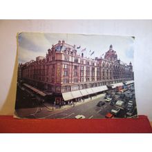 HARRODS Department Store, LONDON . used postcard by J. Arthur Dixon 1978 pm =