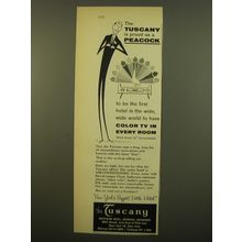 1961 The Tuscany Hotel Ad - The Tuscany is proud as a peacock color TV