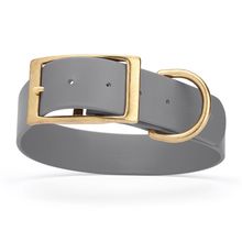 Dog Pet Collar with Brass Hardware Size L W 1.5” L 16” - 20” Battleship Gray