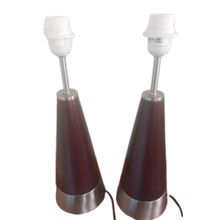 Vintage Endon Walnut Touch Dimmable Lamps Pair Set Of Bedside Desk Dark Wood