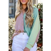Phalaenopsis Color Block Corded Buttoned Oversized Shacket