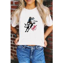 White Cowboy Howdy Embroidered Western Fashion T Shirt