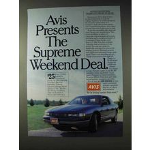 1989 Avis Car Rental Ad - The Supreme Weekend Deal