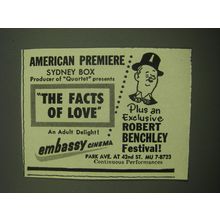 1949 The Facts of Love Movie Ad - American Premiere Sydney Box producer