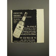 1952 Widmer's Cocktail Sherry Wine Advertisement