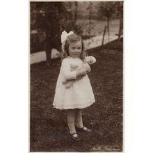 Young Girl With Toy Doll Trowbridge Wiltshire Old Postcard