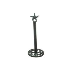 Rustic Seaworn Blue Cast Iron Starfish Extra Toilet Paper Stand 15"