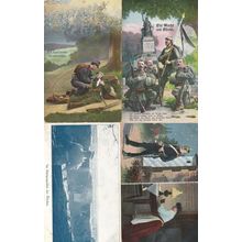 German 4x Military WW1 War Postcards All Feldpost Sent By Soldier