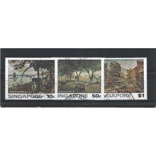 Singapore.Paintings of Old Singapore set of 3.Fine Used.Jun25